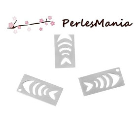Pendentifs Médaillon Rectangle Poisson 25mm – Acier Inoxydable
