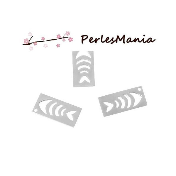 Pendentifs Médaillon Rectangle Poisson 25mm – Acier Inoxydable