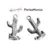 PAX 5 pendentifs breloque  CACTUS  3D couleur ARGENT ANTIQUE S1182401