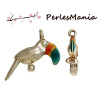 PAX 3 pendentifs breloque TOUCAN EMAILLLE metal DORE S1180605