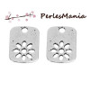 PAX 20 PENDENTIFS RECTANGLE FLEUR metal couleur ARGENT ANTIQUE S1194782