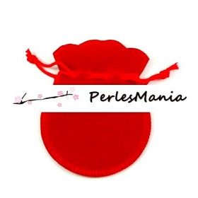Pochettes pochons sachets cadeaux velours forme BOURSE ROUGE 90x70mm