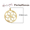 Pendentifs breloque medaillon MANDALA couleur DORE