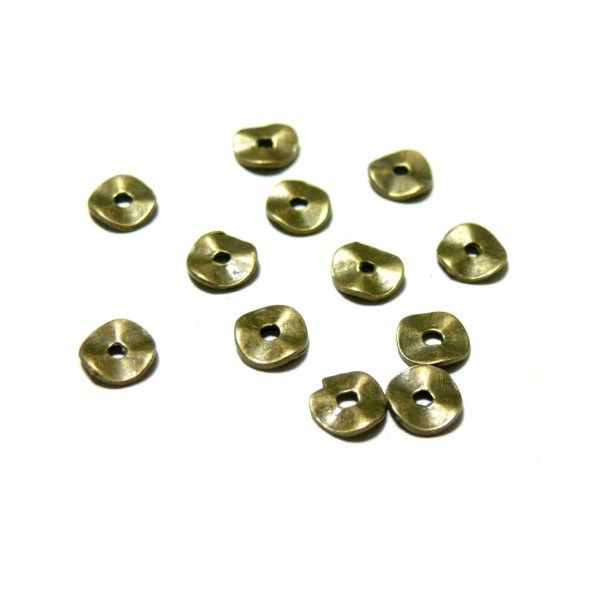 PAX 50 perles intercalaires passants RONDELLES VAGUE 6mm BRONZE S1191269