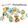 PAX 10 PERLES FLEURS en verre Jaune et Vert 4mm S1190925