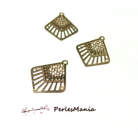 4 Estampes pendentif filigrane Losange  OR ROSE de 20mm A3757