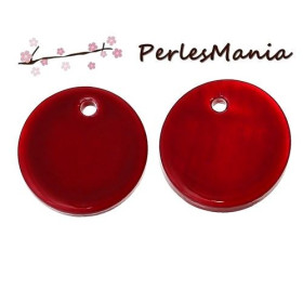 PENDENTIFS NACRES PASTILLES environ 11 et 13mm ROUGE