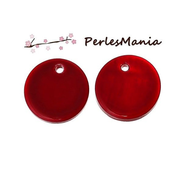 PENDENTIFS NACRES PASTILLES environ 11 et 13mm ROUGE