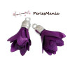 Pax: 10 pompons breloque passementière ARGENT PLATINE FLEUR VIOLET S1183513
