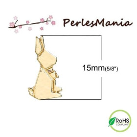 PAX 10 pendentifs, breloque  PETIT LAPIN Origami DoréS1182373
