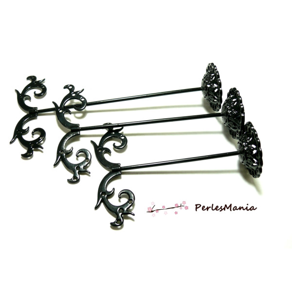Lot de 3 Presentoirs pour boucle d'oreille ARABESQUE en metal couleur NOIR 3 dimensions HR20601B