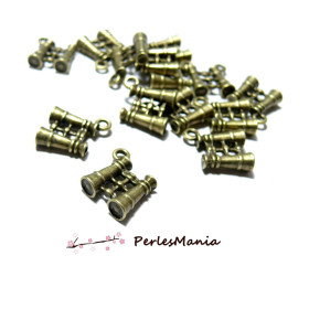 Pendentif breloque Jumelles 3D  metal couleur Bronze  fournitures et accessoires pour bijoux