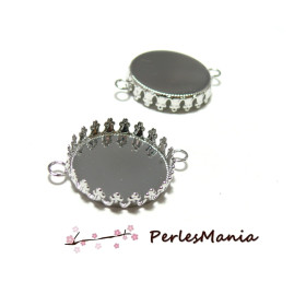 10 connecteurs GRIFFE rond 20mm argent platine ref 23478 