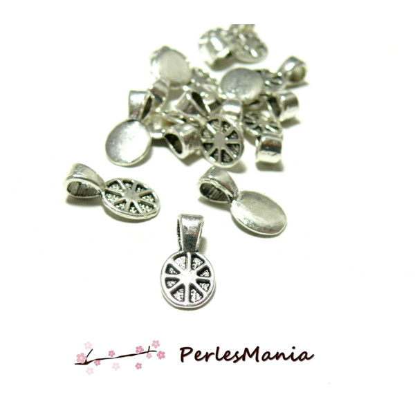 Bélières à Coller Ovale Motif Métal Argent Antique