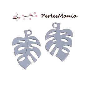 Pendentifs Métal Biface Feuille de Philodendron 18mm