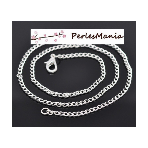 COLLIERS  CHAINE A MAILLE 2 par 3mm  ARGENT VIF ( S1410211 )