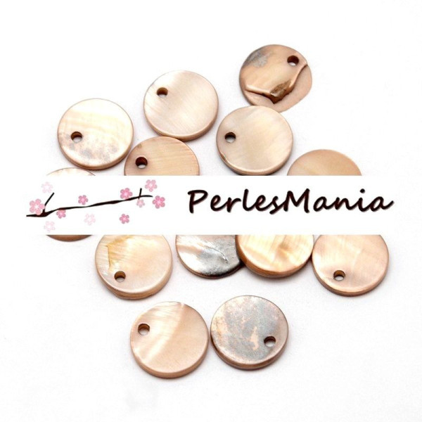 PENDENTIFS NACRES PASTILLES 11mm BEIGE