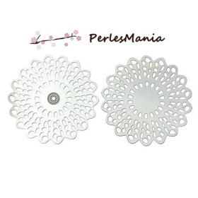 ESTAMPES FILIGRANE pendentif  ARABESQUE FLEUR EN ACIER INOXYDABLE 35mm ( S1166915 ) pour création de bijoux raffinés