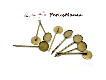 Supports de Barrettes Bob Pin, PINCE A CHEVEUX BRONZE PLATEAU 18mm