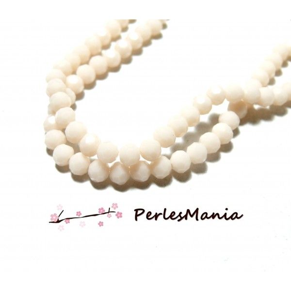 1 fil d'environ 100 perles RONDES à facettes en verre 4mm Rose Pale H166402D