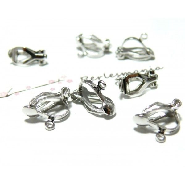 PAX 30 boucles d'oreille clips ARGENT PLATINE avec anneau d'accroche S111565