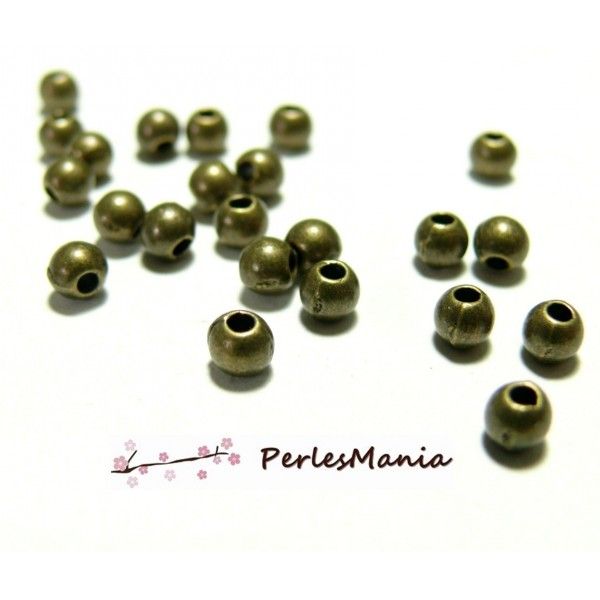200 perles METAL intercalaires rondes lisse 6mm BRONZE, DIY