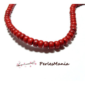 1 fil d'environ 95 PERLES Turquoise reconstituées ROUGE RONDELLES 6 par 4mm 