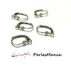 10  Boucle d'oreille dormeuses Petit EVENTAIL  fabrication Française  ARGENT PLATINE