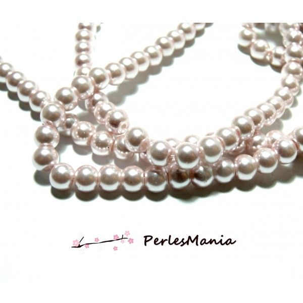 Offre spéciale : 1 fil environ 110 perles de verre nacre rose pâle 8mm ref B43 