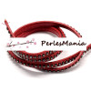 Environ 1 mètre de Cordon Simili Cuir avec STRASS 6.5mm Rouge Vin HQ909A