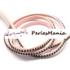 Environ 1 mètre de Cordon Simili Cuir avec STRASS 6.5mm Rose Pale HQ909E