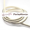 Environ 1 mètre de Cordon Simili Cuir avec STRASS 6.5mm BLANC HQ909H