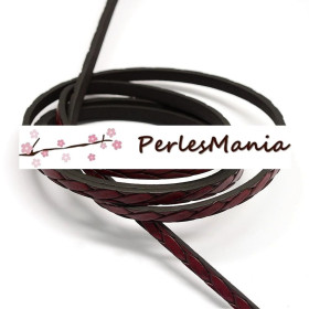 Environ 1,2 mètre de Cordon Simili Cuir 5mm H11908E ROUGE VIN