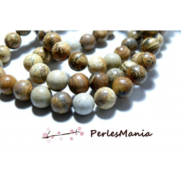 1 fil d'environ 48 perles JASPE PAYSAGE 8mm 