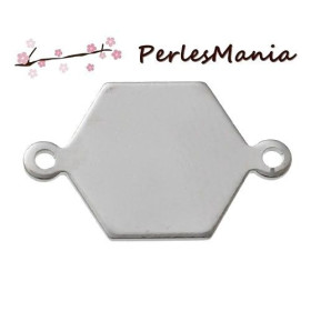 4 connecteur Hexagone argent Platine 16 par 10mm S74204 , DIY 