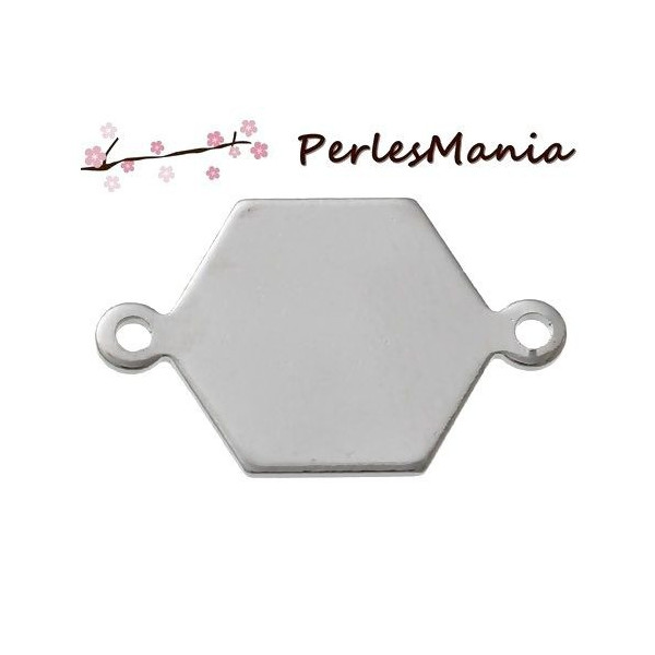 4 connecteur Hexagone argent Platine 16 par 10mm S74204 , DIY 