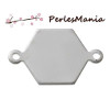 4 connecteur Hexagone argent Platine 16 par 10mm S74204 , DIY 