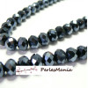 Perles verre rondelles facettées  6x8mm  Irisé Gris foncé