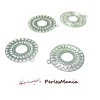 4 Estampes pendentif filigrane Mandala Argent Vif de 18mm C7660
