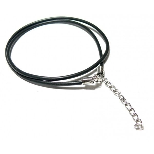 PAX 10 Colliers  Silicone Noir avec chaine de confort  diamètre  2.5mm ref 11120518113225