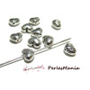 10 perles plates intercalaire Coeur  2Y1408 Vieil argent 