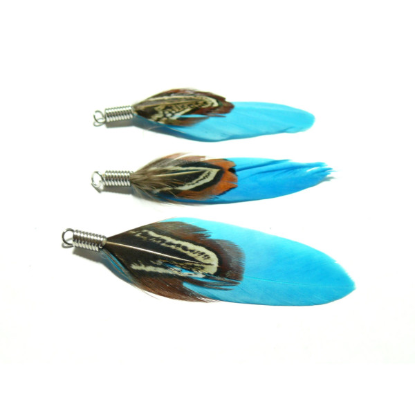Plumes Naturelles avec Embouts Bleu