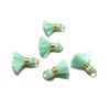 MINI pompons breloque passementière avec fil d'or et anneau 12mm Vert pastel