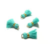 PAX 10 MINI pompons breloque passementière avec fil d'or et anneau 12mm Vert Tropical  ref 170410202522