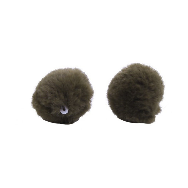 pompons boules en FOURRURE  Marron Kaki 35mm