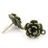 Supports de Boucle d'oreille PUCE Fleur BRONZE avec anneau d'attache et  stoppeurs