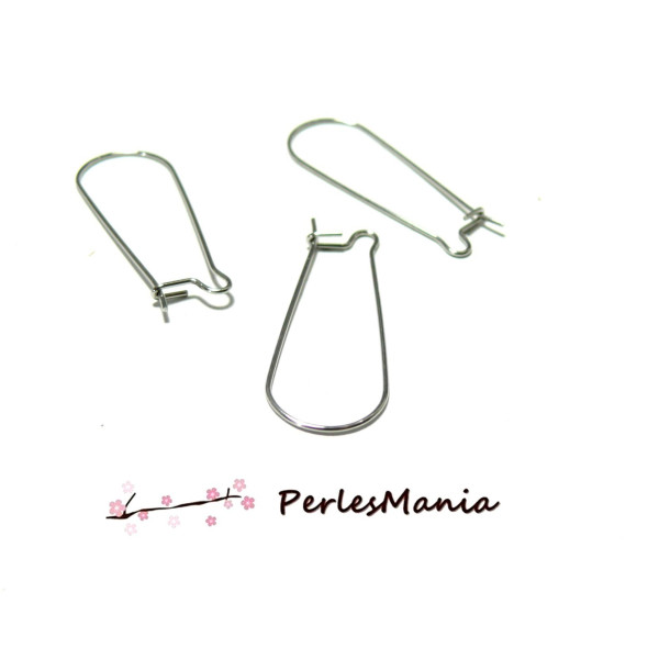 Boucle d'oreille  dormeuses 25 par 11 mm, ACIER INOXYDABLE 304 finition Argenté