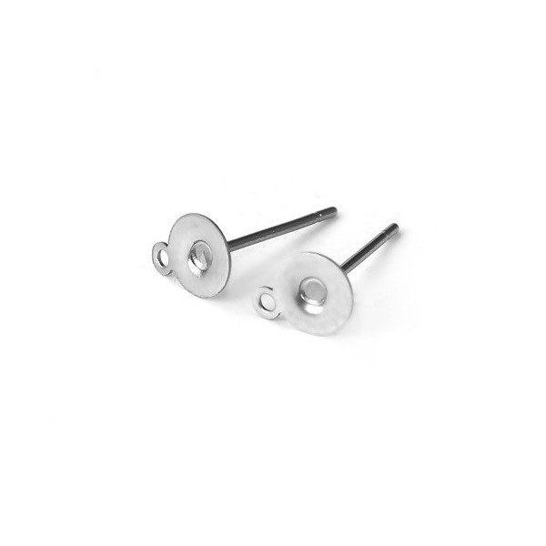 Supports de Boucle d'oreille puce avec attache 6mm ACIER INOXYDABLE S11100985