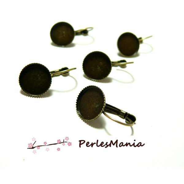 PAX 50 pièces boucle d'oreille DORMEUSE PLATEAU Rond 12mm BRONZE S1141327