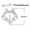 PAX 5 pendentifs, breloque 24mm TETE RENARD ORIGAMI ARGENT VIF S1189878